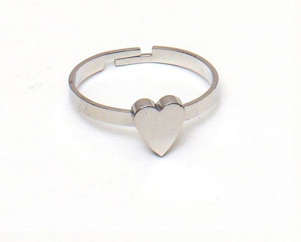 ANILLO ACERO CORAZON BLANCO