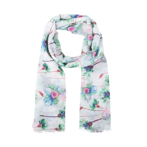 FOULARD DIGITAL PRINT FLORES AZUL