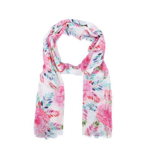 FOULARD FLOR HOJAS UNIENDO ROSA