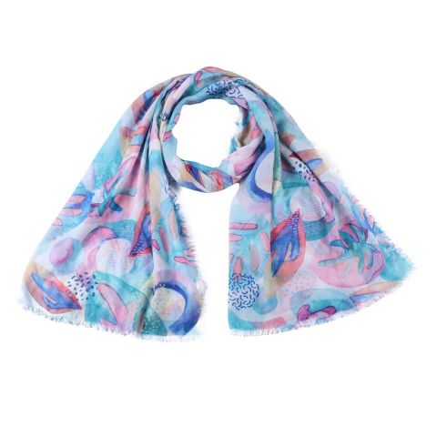 FOULARD HOJAS ACUARELA AZUL