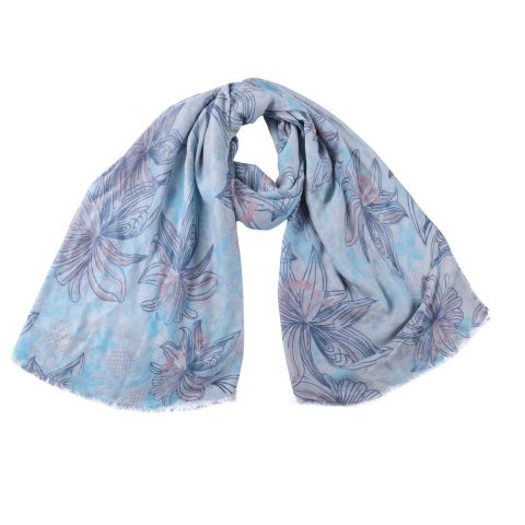 FOULARD FLORES LYS AZUL