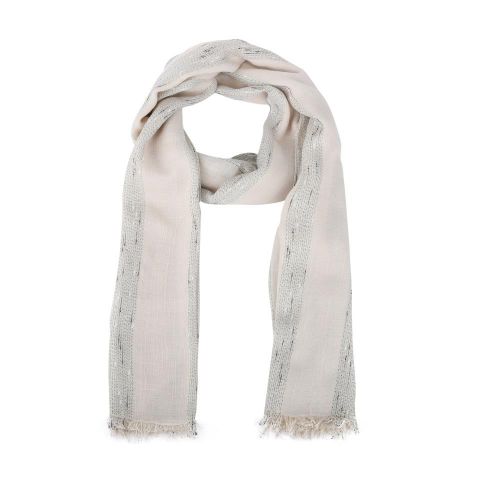 FOULARD LISO RAYAS BRILLO BEIGE