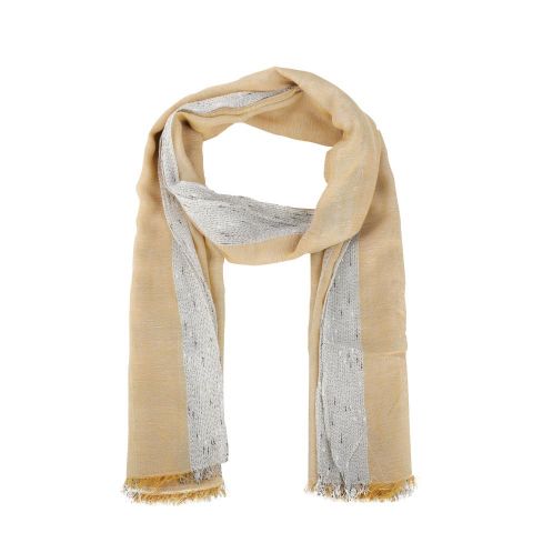 FOULARD LISO RAYAS BRILLO OCRE