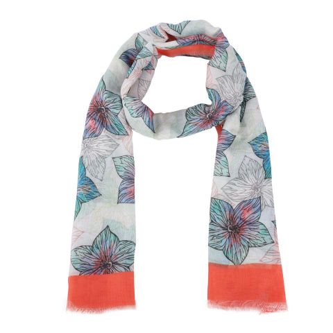 FOULARD DIGITAL FLORES INDEP NARANJA