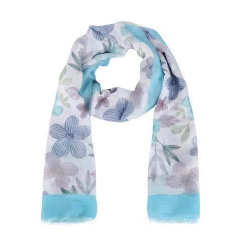 FOULARD DIGITAL FLORECITAS H AZUL