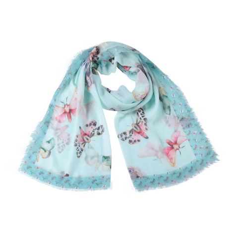 FOULARD  MARIPOSAS REBORDE VERDE