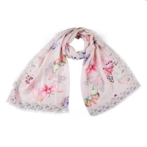 FOULARD  MARIPOSAS REBORDE MELOCOTON