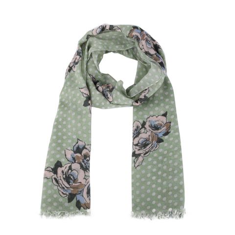 FOULARD FLORES SOBRE LUNARES VERDE