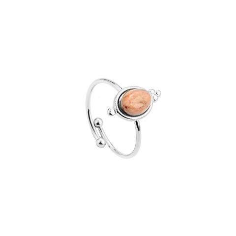 ANILLO ACERO OVAL ROSA BLANCO