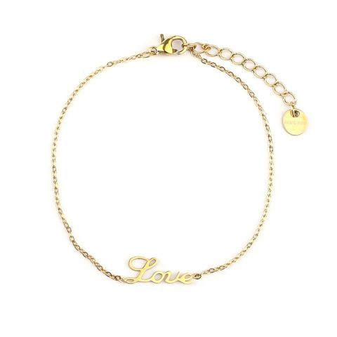 PULSERA ACERO LOVE CHAPADO