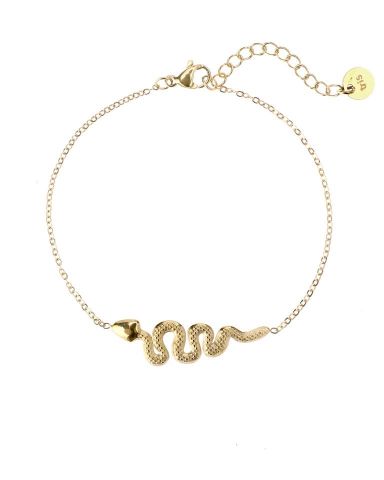 PULSERA ACERO SNAKE BAÑADO ORO