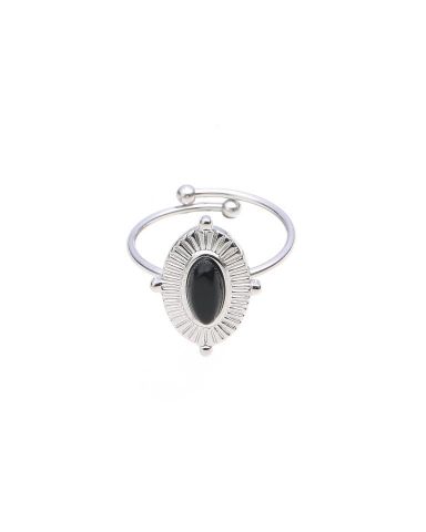 ANILLO ACERO STONE OVALO NATURAL