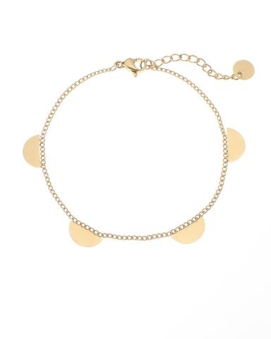 PULSERA ACERO MEDIO CIRC. BAÑADO ORO