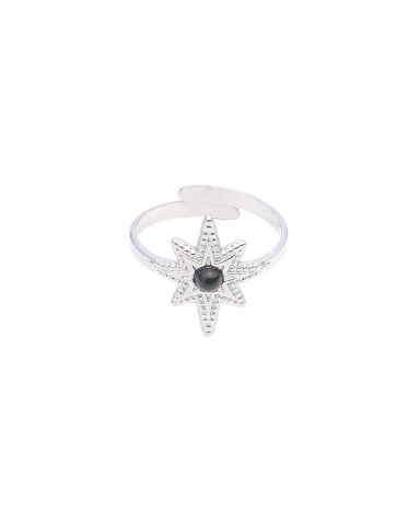 ANILLO ACERO ESTRELLA POLAR NEGRA NATURAL