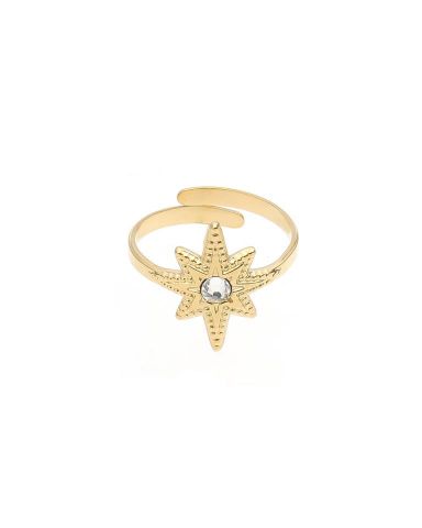 ANILLO ACERO ESTRELLA POLAR BLANC BAÑADO ORO