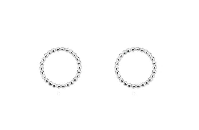 PENDIENTES ACERO CIRCULO BLANCO