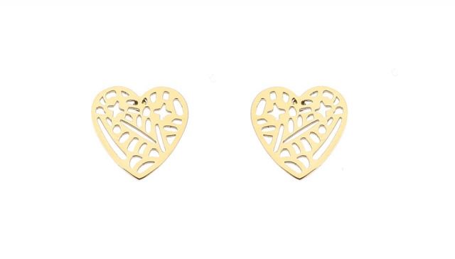 PENDIENTES ACERO CORAZON DIBUJOS CHAPADO