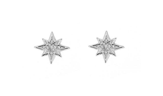 PENDIENTES ACERO ESTRELLA IRREG. CIRC. BLANCO