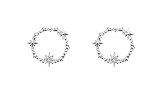 PENDIENTES ACERO CIRCULO STARS BLANCO