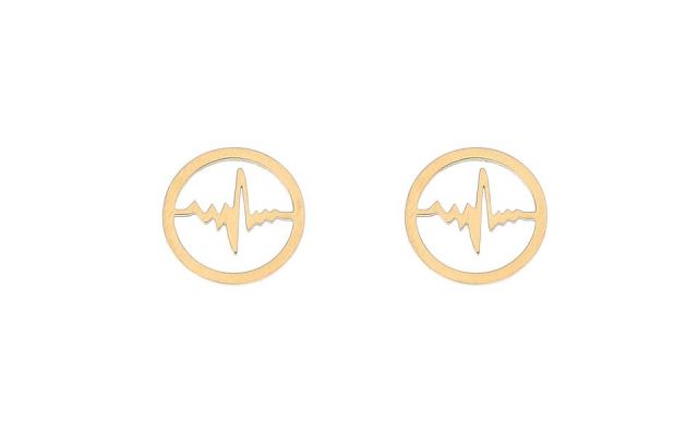 PENDIENTES ACERO CARDIO CIRCULO CHAPADO