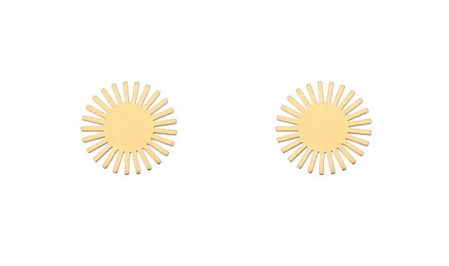 PENDIENTES ACERO CIRCULO SOL CHAPADO