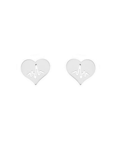 PENDIENTES ACERO CORAZON CARDIO BLANCO