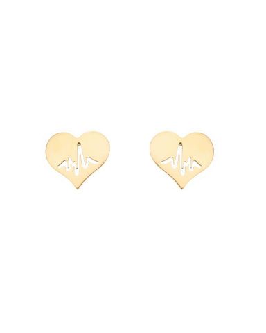 PENDIENTES ACERO CORAZON CARDIO DORADO