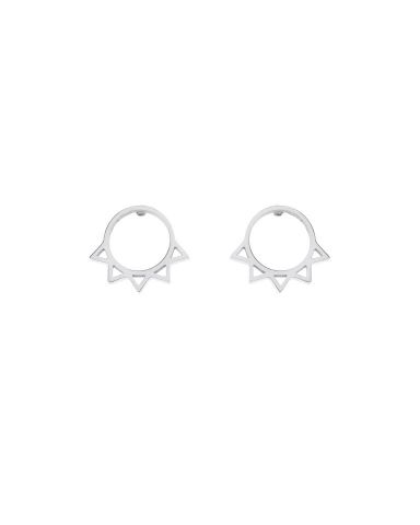 PENDIENTES ACERO CIRCULO 4 PICOS MINI BLANCO