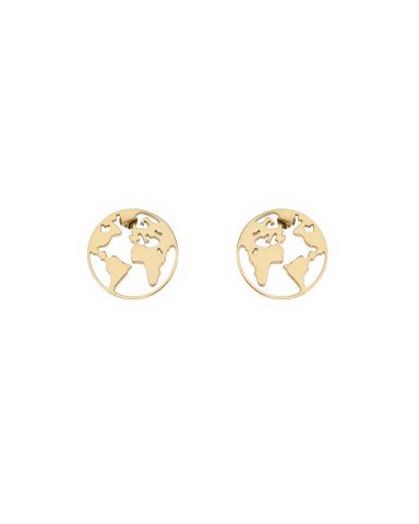 PENDIENTES ACERO MUNDO MINI DORADO