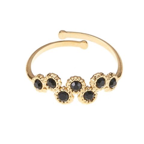 ANILLO ACERO MULTI STONES NEGRO CHAPADO