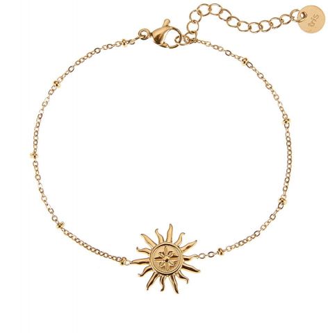 PULSERA ACERO SOL CHAPADO