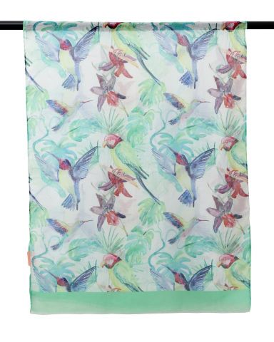 FOULARD PAJAROS VERDE