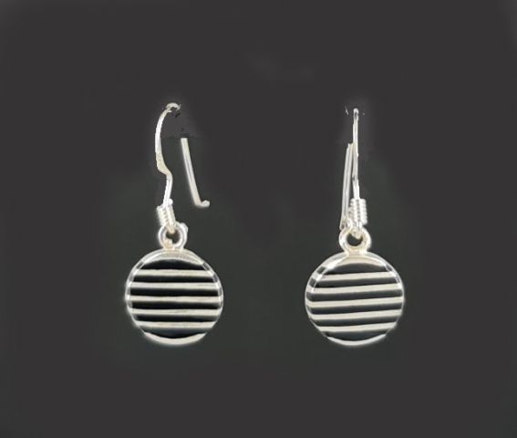 PENDIENTES AG CIRCULO COLG. RAYAS 2,3G NEGRO