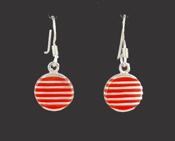 PENDIENTES AG CIRCULO COLG. RAYAS 2,3G ROJO