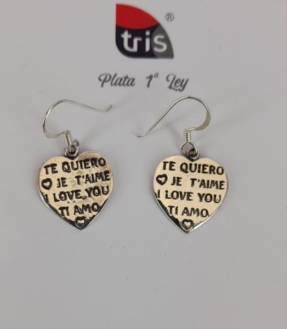 PENDIENTES AG CORAZON I LOVE YOU 4,1G