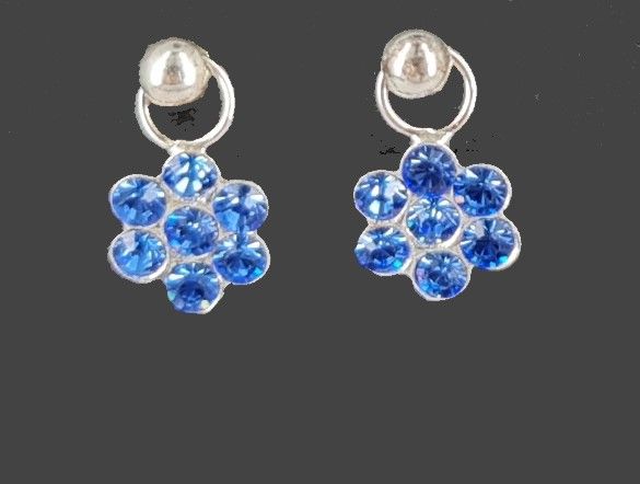 PENDIENTES AG FLOR 7 CRISTAL 0,75G AZUL