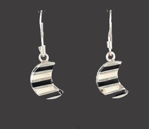 PENDIENTES AG LUNA COLG. RAYAS 2,6G BLANCO NEGRO