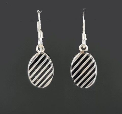 PENDIENTES AG OBAL COLG. RAYAS 2,4G NEGRO