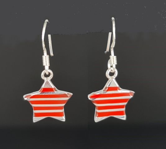 PENDIENTES AG STAR COLG. RAYAS 2,6G ROJO