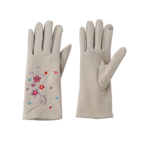 GUANTES FLORES BORDADOS CRUDO