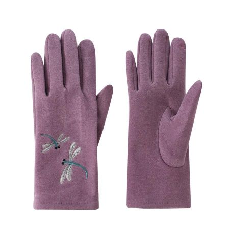 GUANTES LIBELULAS BORDADAS LILA