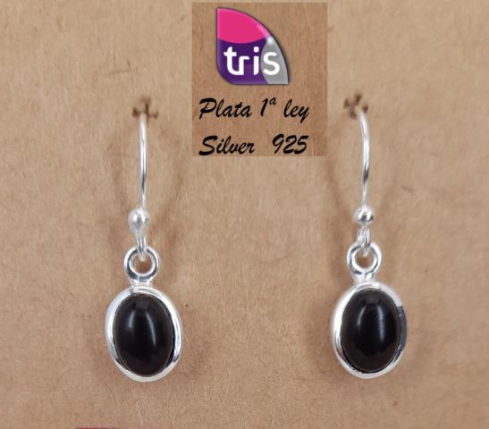 PENDIENTES AG OVAL COLGANTE NEGRO