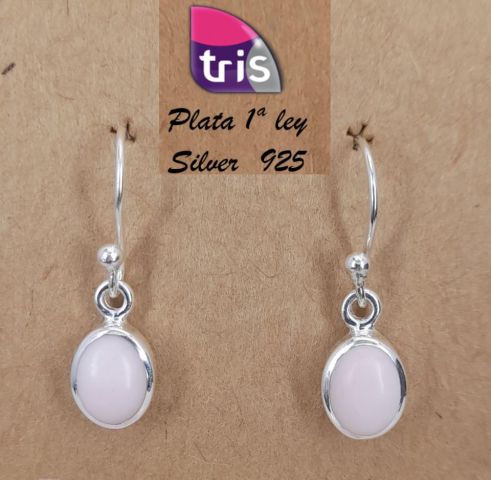 PENDIENTES AG OVAL COLGANTE ROSA