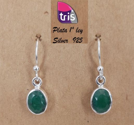 PENDIENTES AG OVAL COLGANTE VERDE