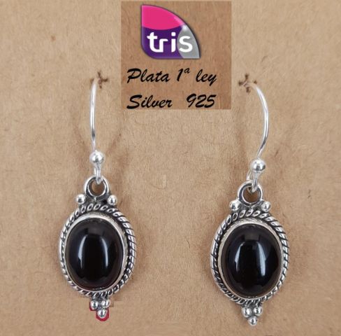 PENDIENTES AG OVAL ETNIC NEGRO