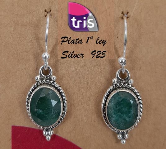 PENDIENTES AG OVAL ETNIC VERDE