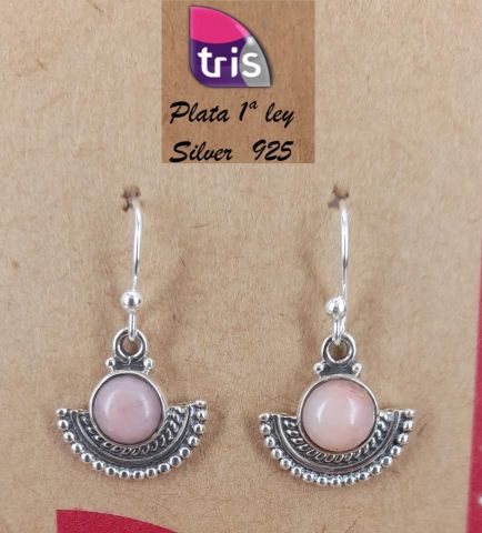 PENDIENTES AG ABANICO ROSA