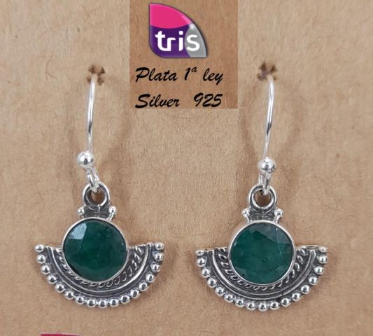 PENDIENTES AG ABANICO VERDE