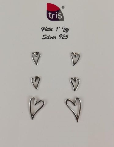 PENDIENTES AG 3 PARES CUORE