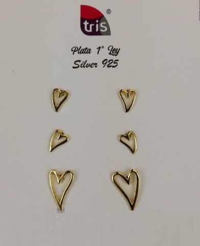 PENDIENTES AG 3 PARES CUORE BAÑADO ORO